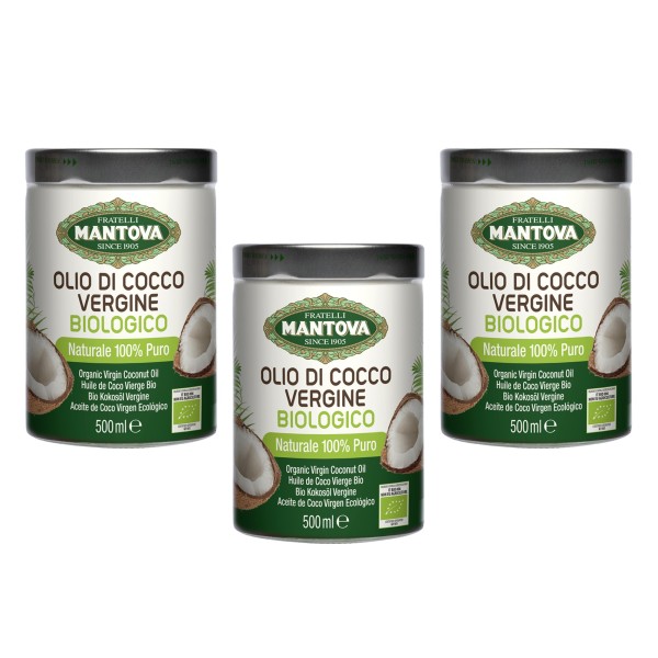Olio di Cocco Vergine Biologico 500 ml x 3